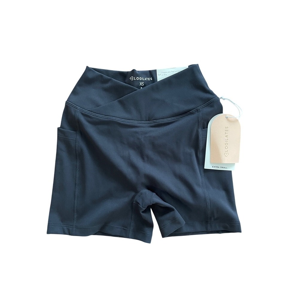 Blogilates Crisscross Scrunch Black Bike Short XS‎ NWT